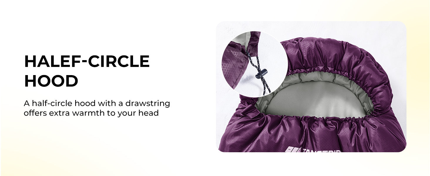 Puff Hooded Camping Sleeping Bag – Purple