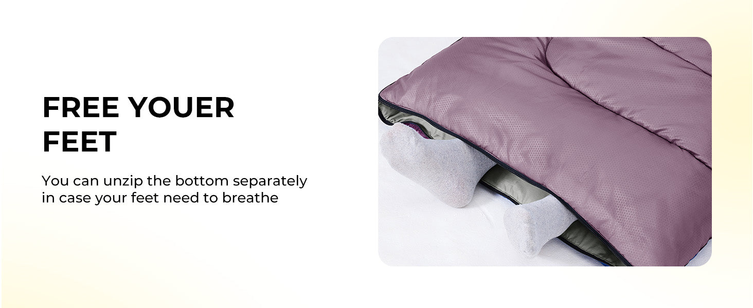 Puff Hooded Camping Sleeping Bag – Purple