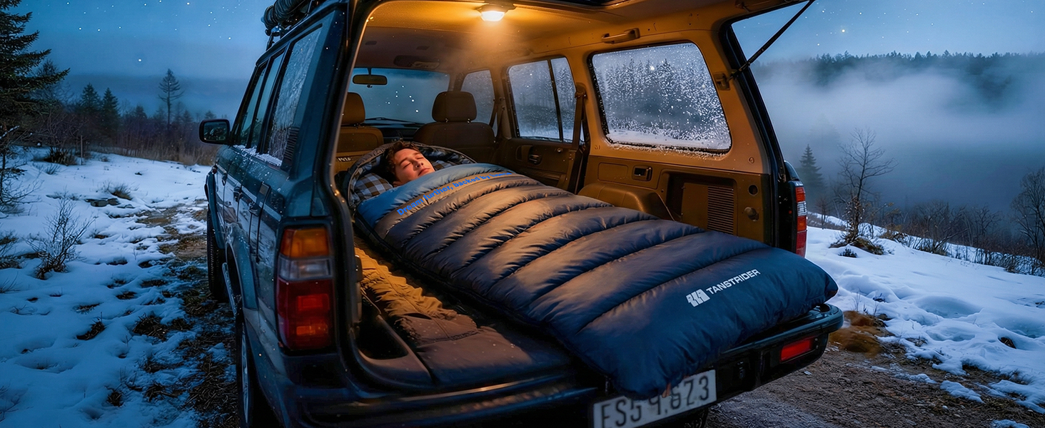 Plaidy Hooded Flannel Camping Sleeping Bag – Blue Plaid