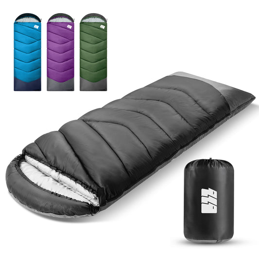Bahay Hooded Twill Camping Sleeping Bag – Black & Grey