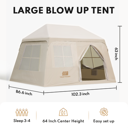 Cirro 6.0 Inflatable Cabin Tent with Canopy & Mat (Khaki/Silver Coated)