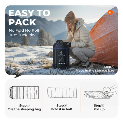 Plaidy Hooded Flannel Camping Sleeping Bag – Blue Plaid