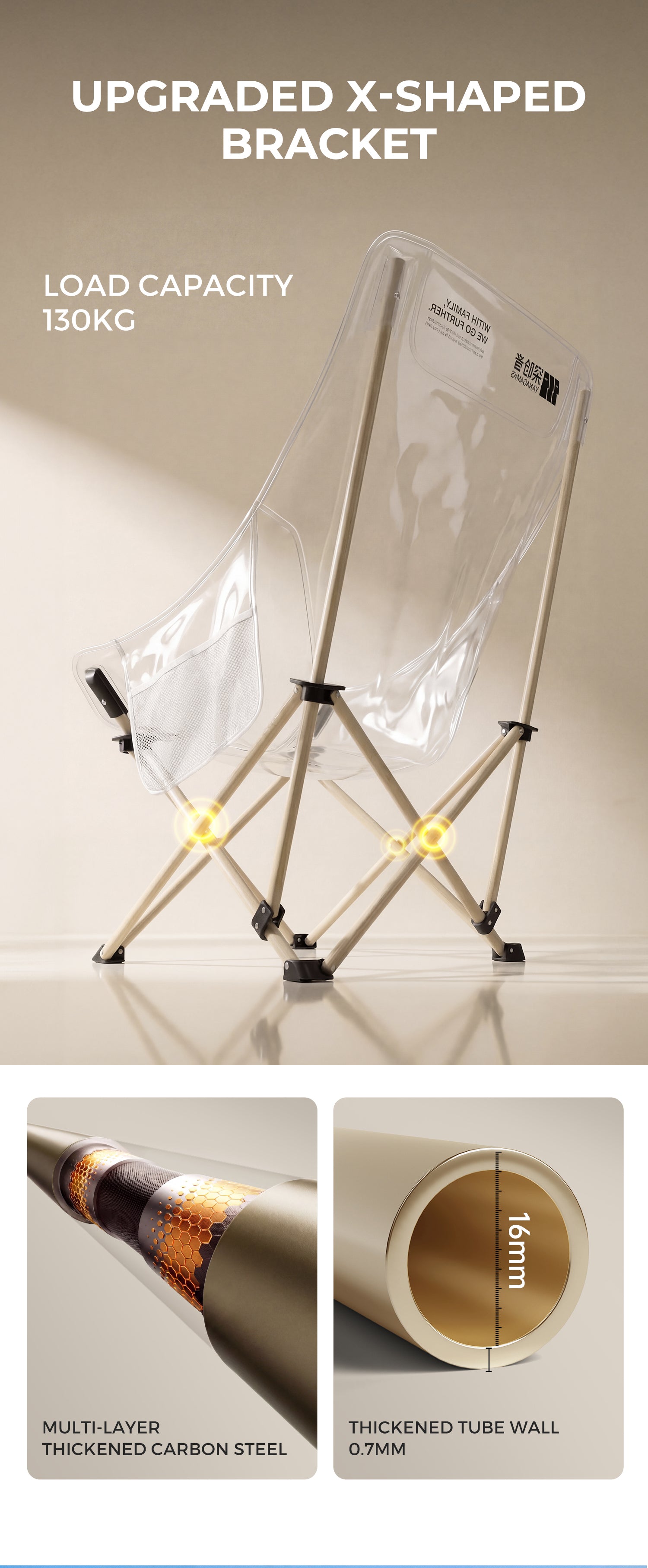Crescent High-Back Folding Camping Chair