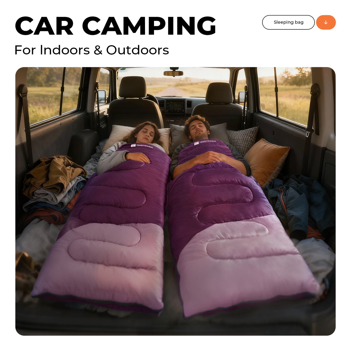 Puff Hooded Camping Sleeping Bag – Purple