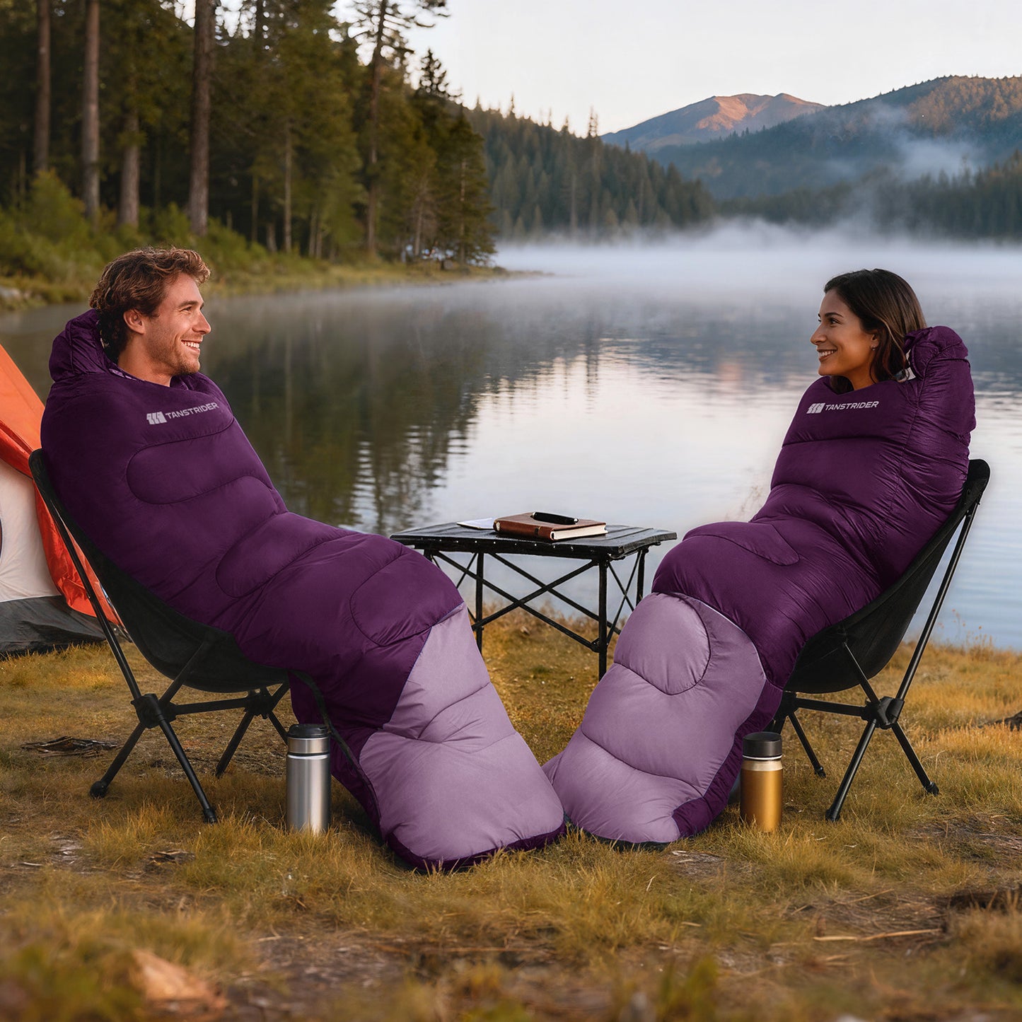 Puff Hooded Camping Sleeping Bag – Purple
